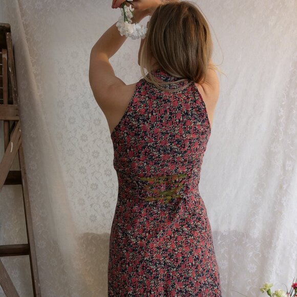 Vintage Retro 1990s Cottage Core Dress Ladies XS S 100% Rayon - Picture 5 of 9